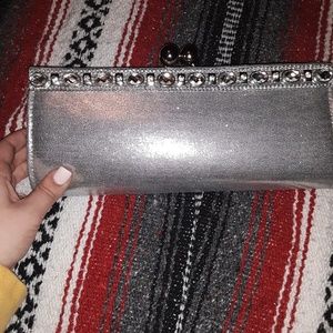 Kate Landry Silver Sparkly Clutch